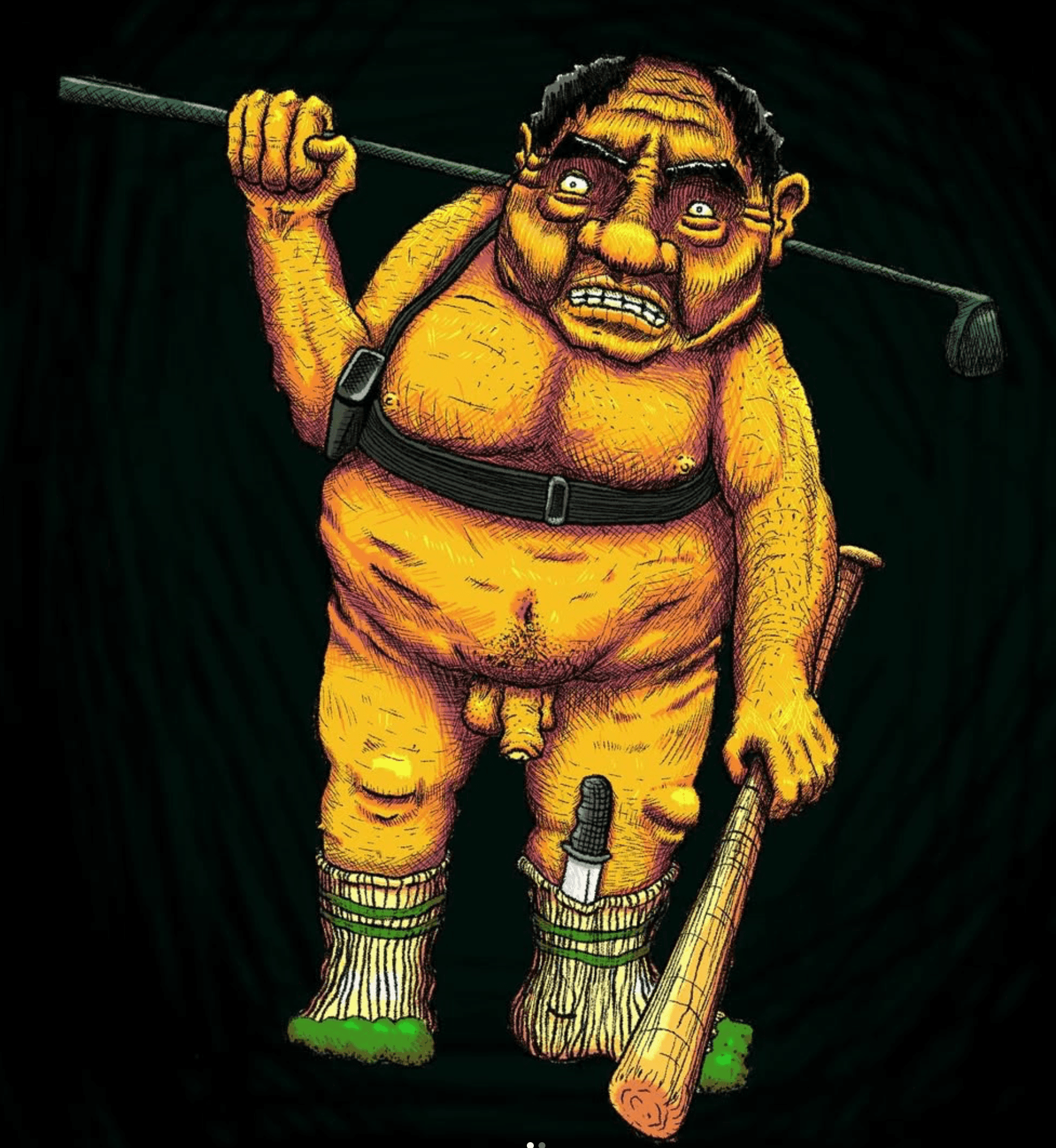 Groteske farbige Figur von vorne