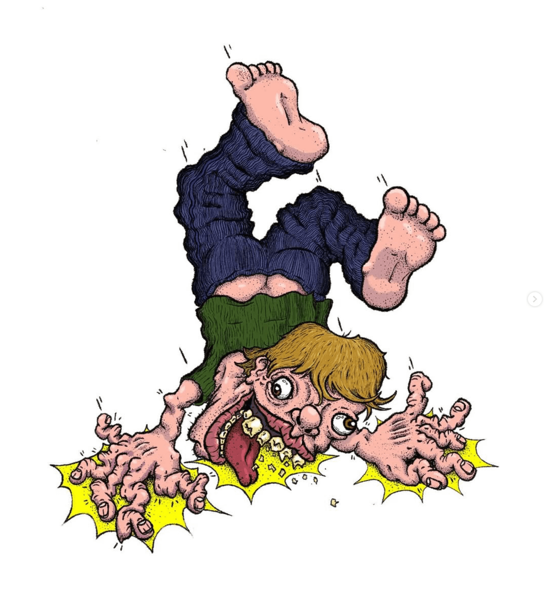 Stürzende gezeichnete Figur